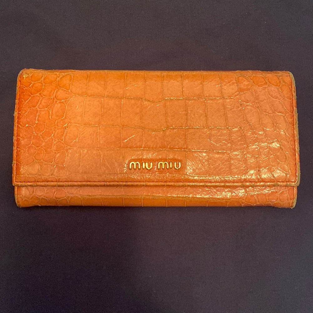 MiuMiu croc embossed wallet
